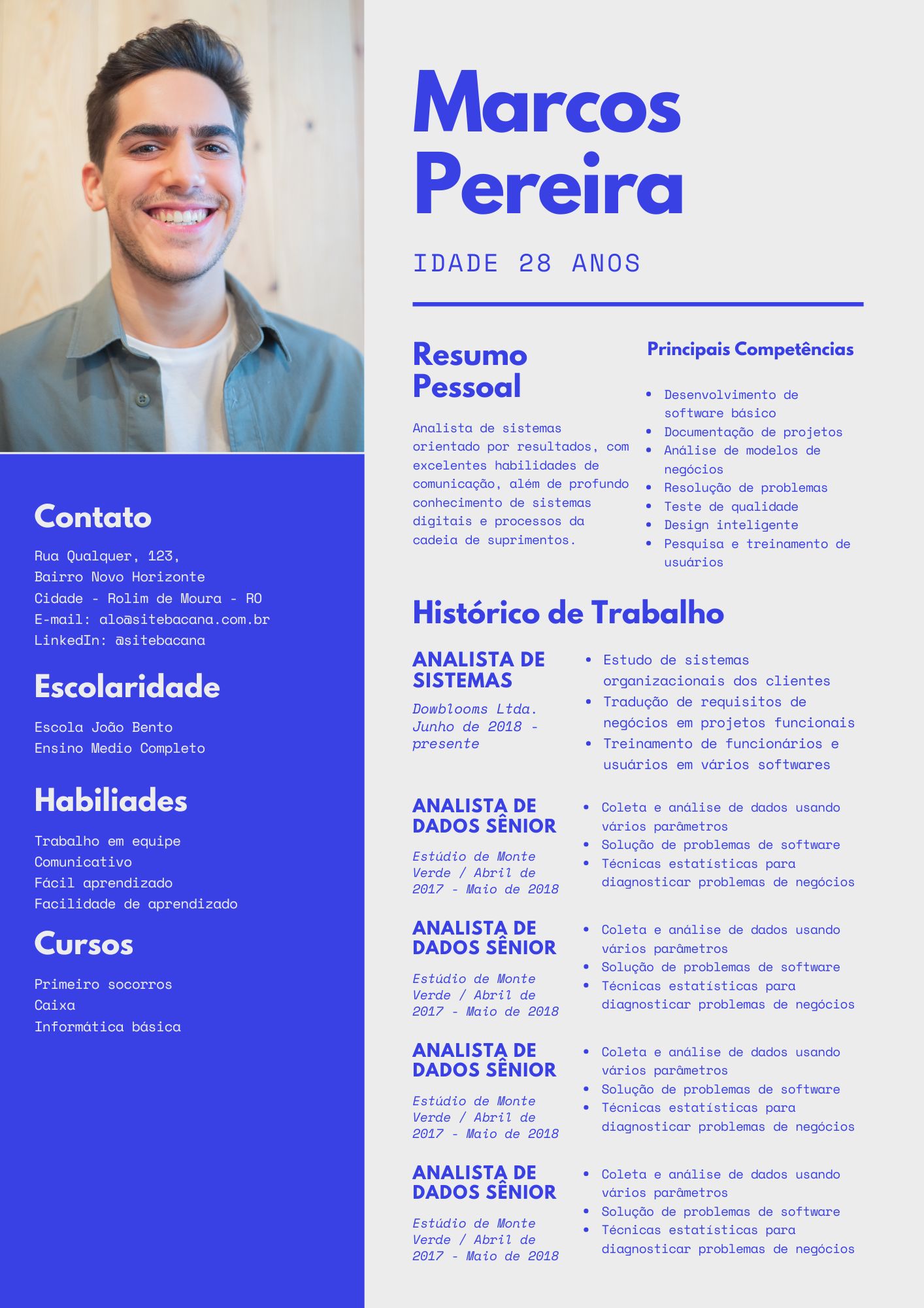 Currículo profissional editável Canva