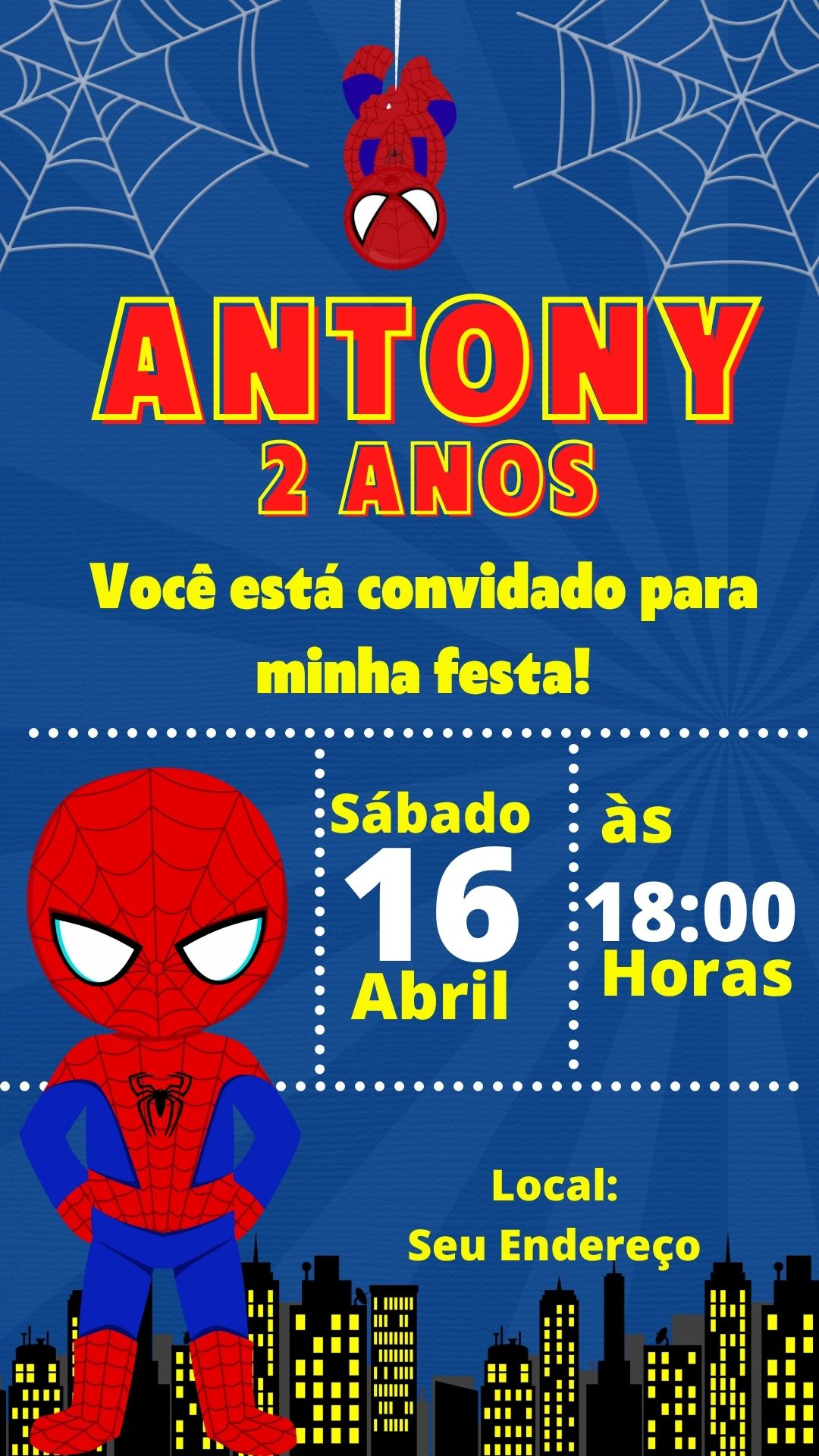 Convite interativo aniversário HOMEM ARANHA