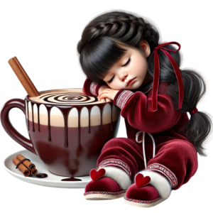 Arte Sublimação Caneca – Menina na Xícara de Chocolate | PNG 300 DPI