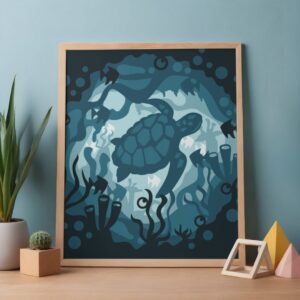 Caixa de Sombra 3D – Tartaruga Marinha | Arquivo para Recorte em Papel