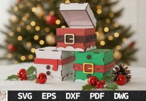 Pacote 3 Caixas de Presente Natalinas em SVG (Corte a Laser – MDF 3mm)