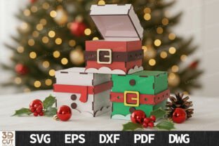 Pacote 3 Caixas de Presente Natalinas em SVG (Corte a Laser – MDF 3mm)