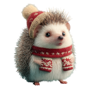 Sublimação Natal  – 24 PNG Ouriços Fofos de Natal