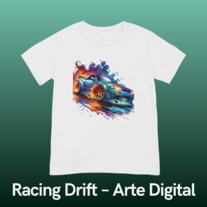 Carro Drift Neon – Estampa para Sublimação em Camisetas (PNG)