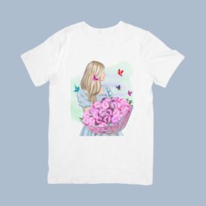 Estampa Mulher com Buquê de Rosas – Arte para Sublimação (PNG)