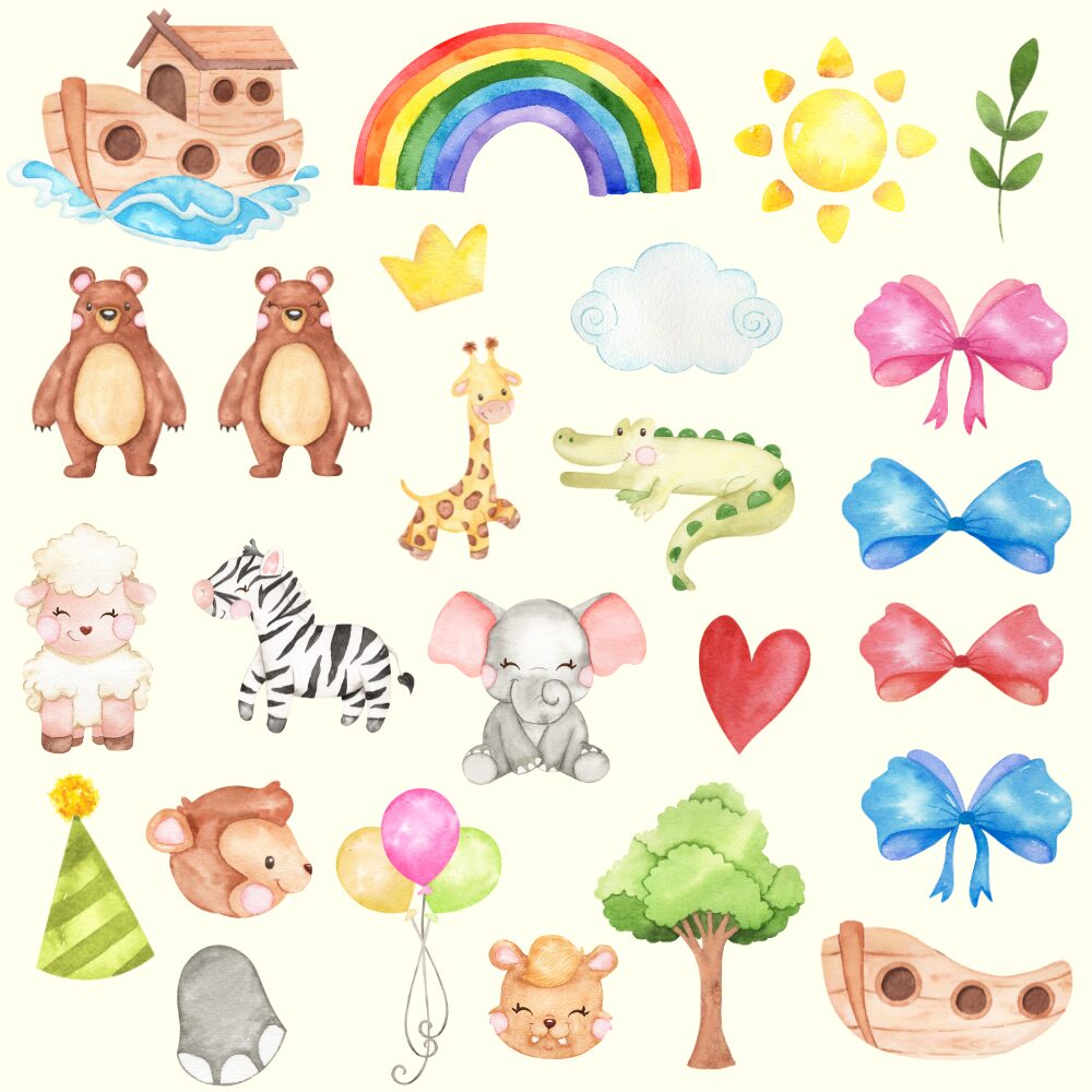 Kit Digital Arca de Noé Aquarelado em Alta Resolução 300dpi - Imagem 3