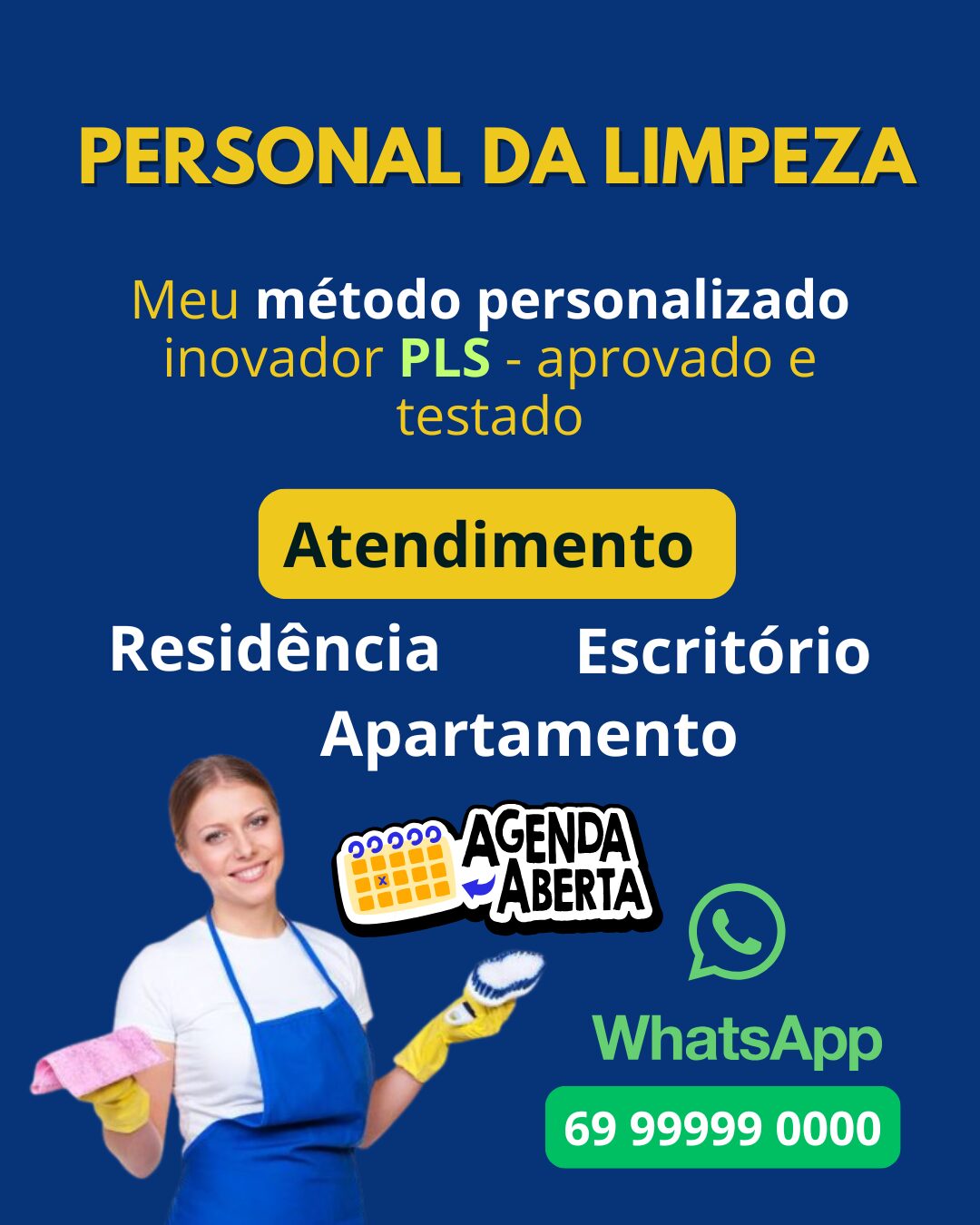 Arte digital editável canva  - Personal da limpeza